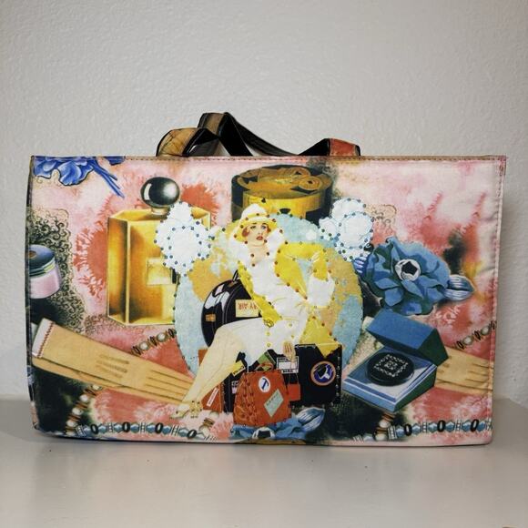 Unbranded Handbags - Vintage Art Deco Flapper Collage Handbag 1920s Fashion 14” Beaded Double Sided